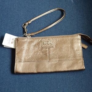 Coach Gunmetal Metallic Wristlet